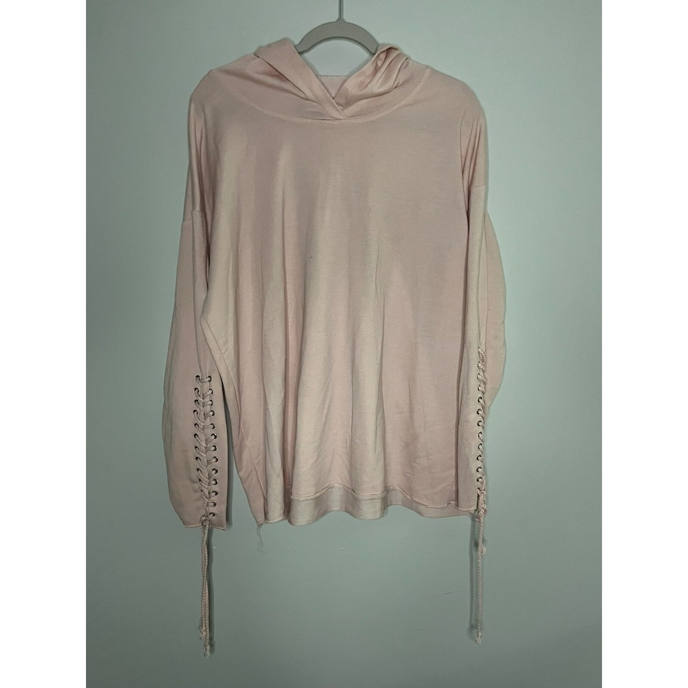 Isela Pink Lace-Up Sleeve Hoodie Sweatshirt RN#73352 Women's Size 1X